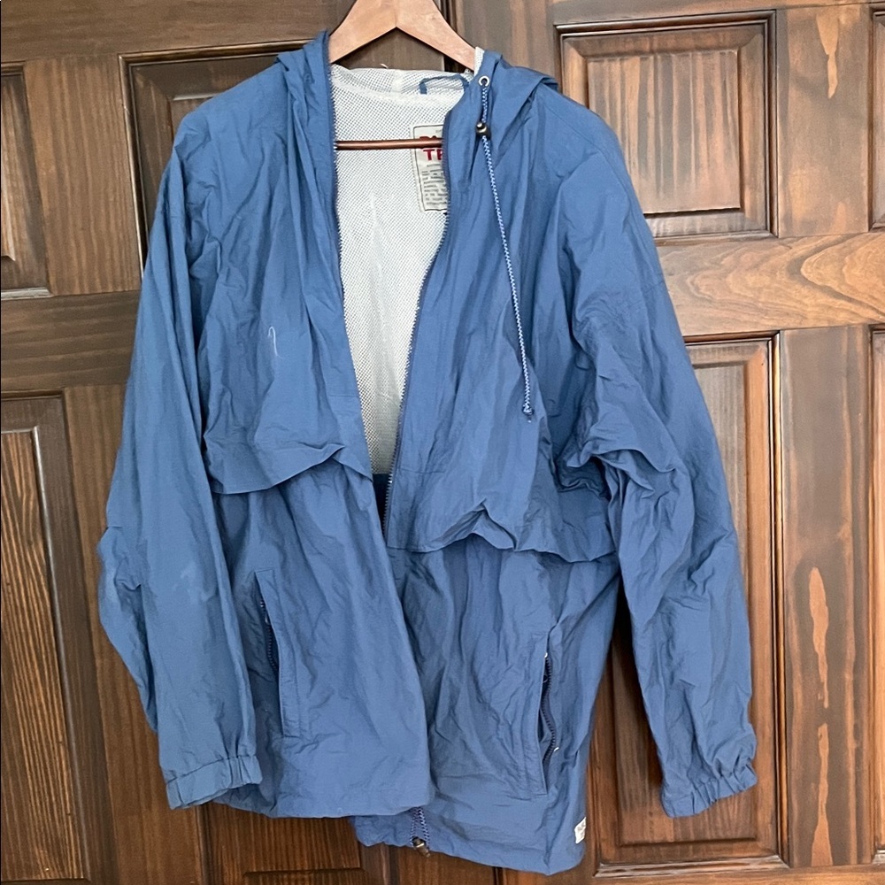 Pacific Trail Blue Hooded Windbreaker Jacket Waterproof Trail Systems Size L